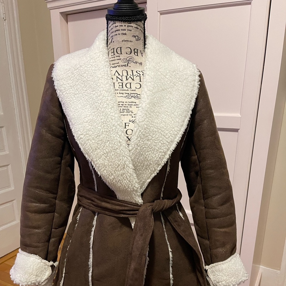Kenneth Cole Women’s Brown and Cream Penny Lane Style Coat